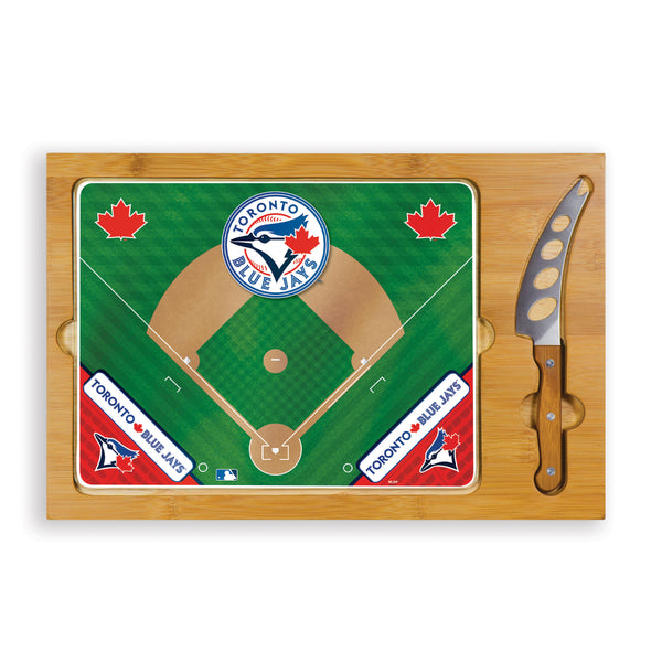 Toronto Blue Jays Baseball Diamond - Icon Glass Top Cutting Board & Knife Set