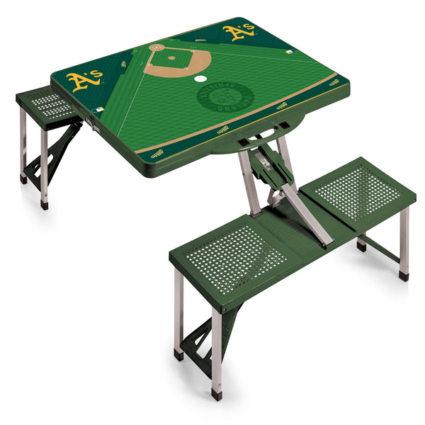 Oakland Athletics Baseball Diamond - Picnic Table Portable Folding Table with Seats