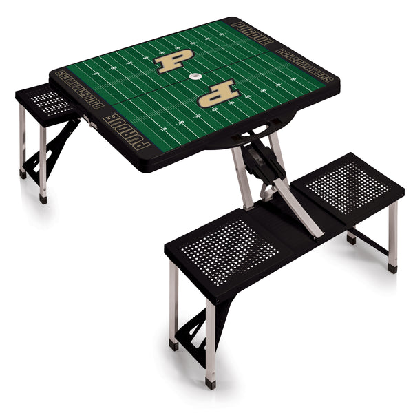 Purdue Boilermakers Football Field - Picnic Table Portable Folding Table with Seats