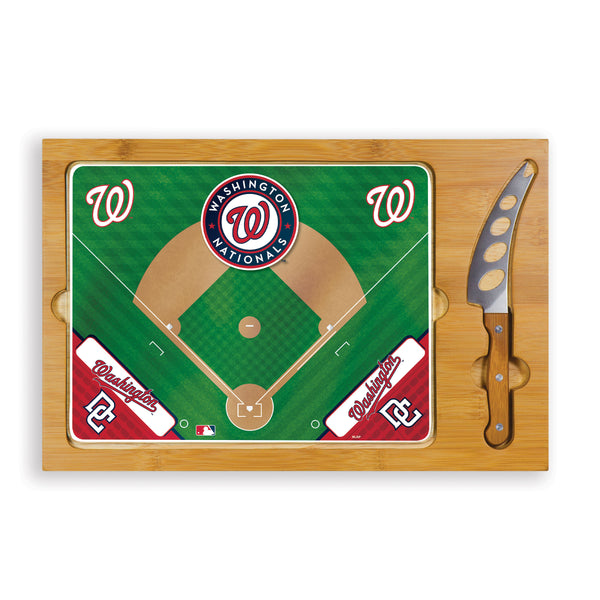 Washington Nationals Baseball Diamond - Icon Glass Top Cutting Board & Knife Set