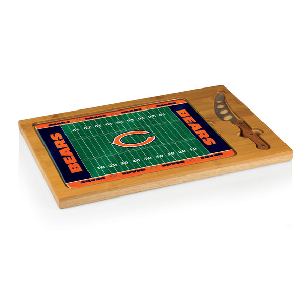 Chicago Bears Football Field - Icon Glass Top Cutting Board & Knife Set