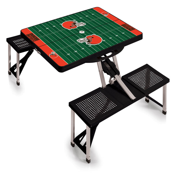 Cleveland Browns Football Field - Picnic Table Portable Folding Table with Seats