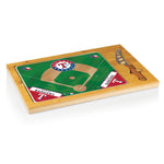 Texas Rangers Baseball Diamond - Icon Glass Top Cutting Board & Knife Set