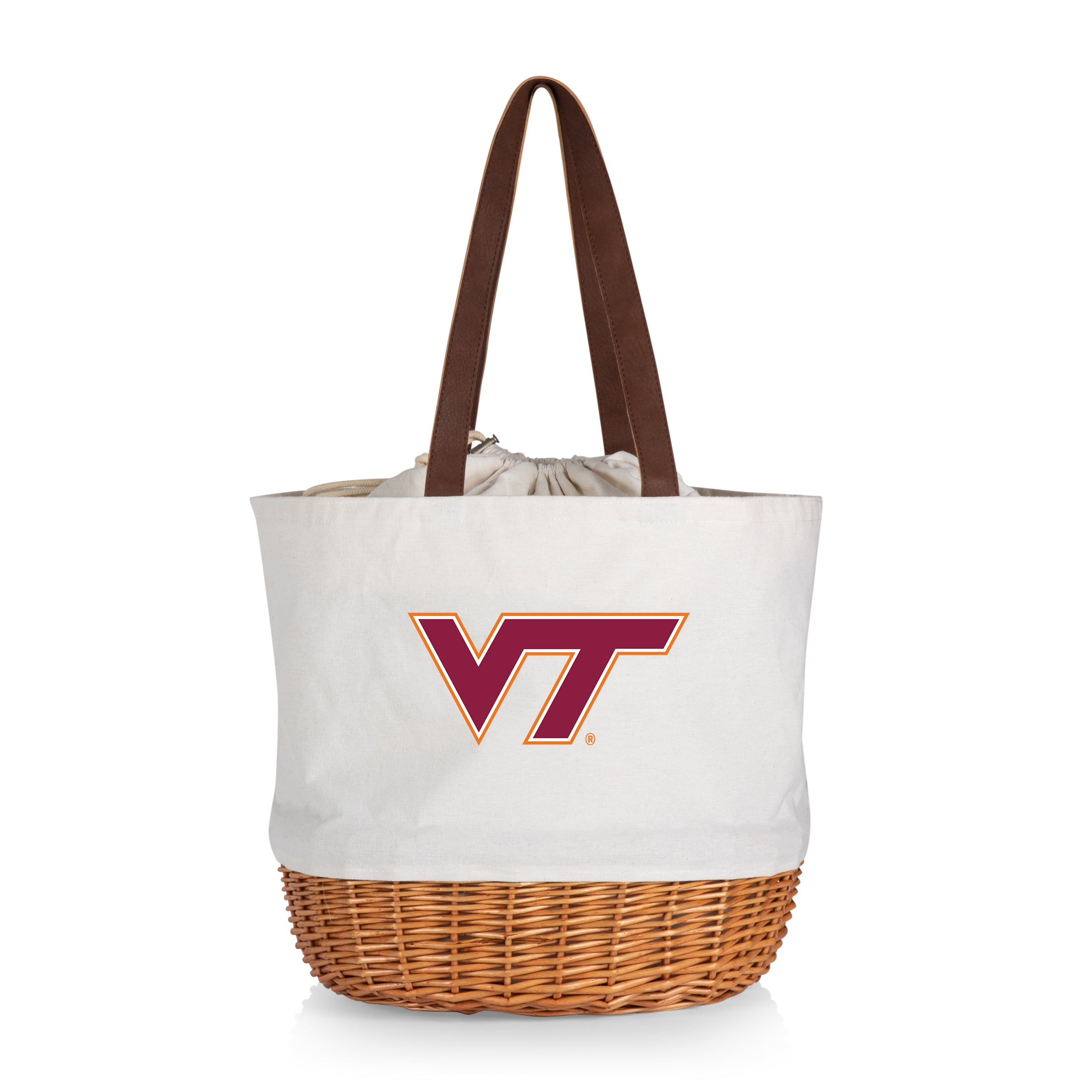 Virginia Tech Hokies - Coronado Canvas and Willow Basket Tote
