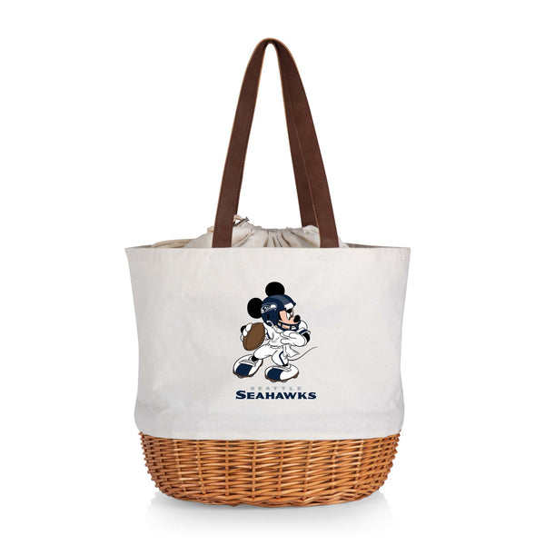 Seattle Seahawks Mickey Mouse - Coronado Canvas and Willow Basket Tote