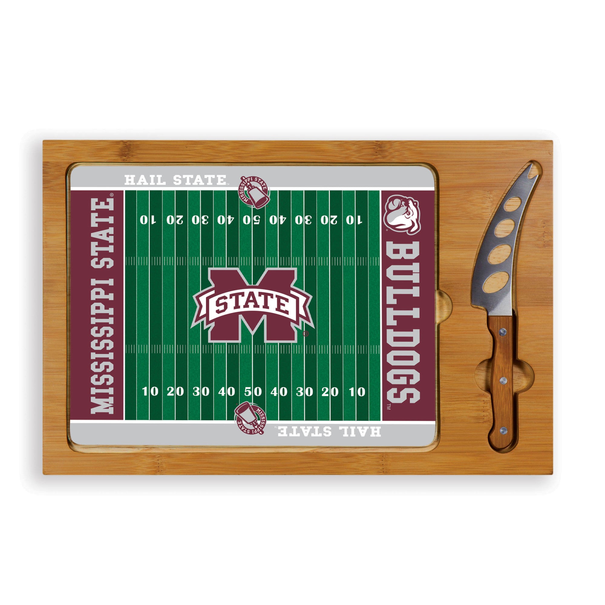 Mississippi State Bulldogs - Icon Glass Top Cutting Board & Knife Set