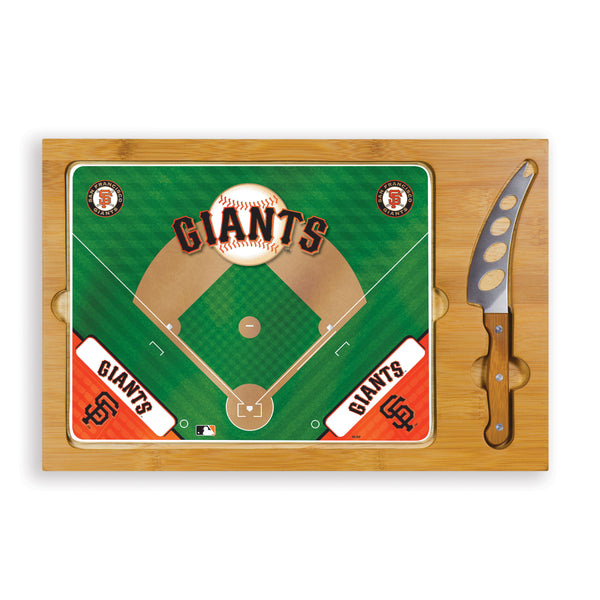 San Francisco Giants Baseball Diamond - Icon Glass Top Cutting Board & Knife Set