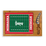 Nebraska Cornhuskers Football Field - Icon Glass Top Cutting Board & Knife Set