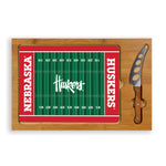 Nebraska Cornhuskers Football Field - Icon Glass Top Cutting Board & Knife Set