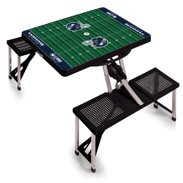 Seattle Seahawks Football Field - Picnic Table Portable Folding Table with Seats