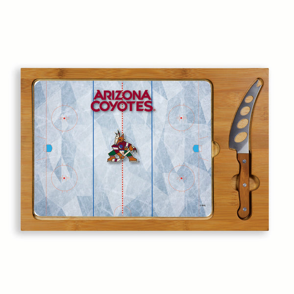 Arizona Coyotes Hockey Rink - Icon Glass Top Cutting Board & Knife Set