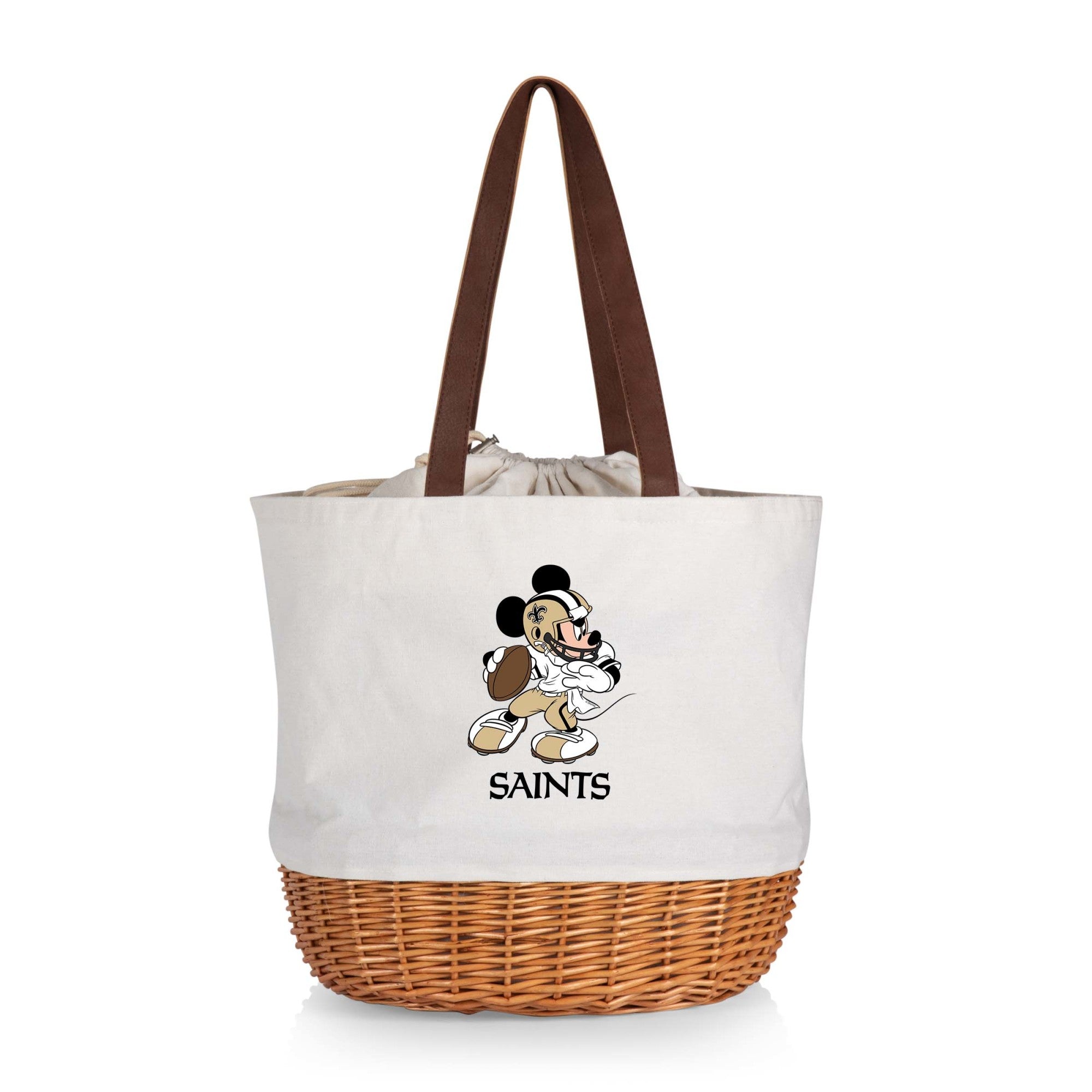 New Orleans Saints Mickey Mouse - Coronado Canvas and Willow Basket Tote