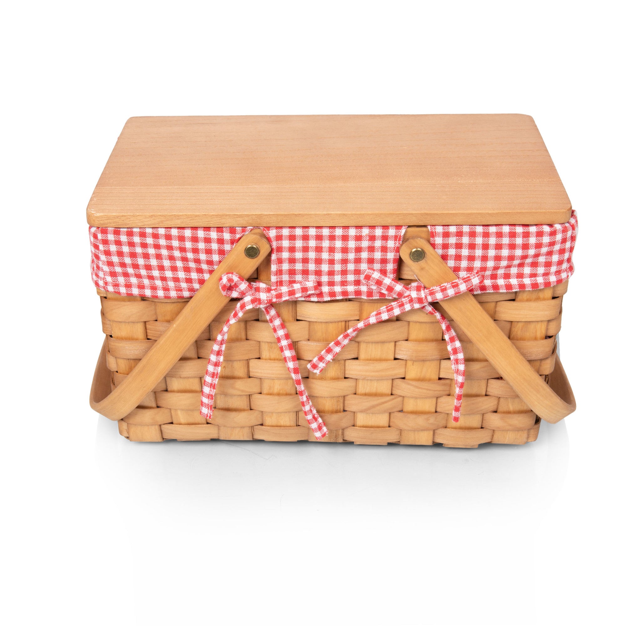 Piccola Picnic Basket - Red and White Gingham Picnic Service for 2