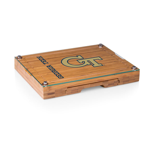 Georgia Tech Yellow Jackets - Concerto Glass Top Cheese Cutting Board & Tools Set