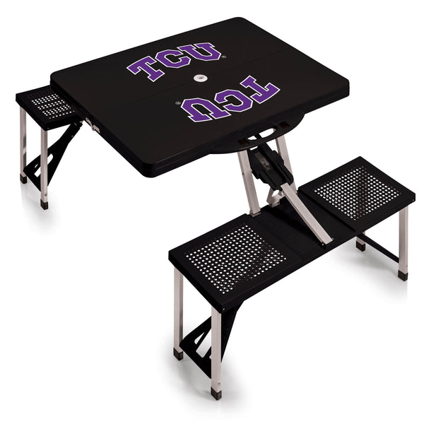 TCU Horned Frogs - Picnic Table Portable Folding Table with Seats