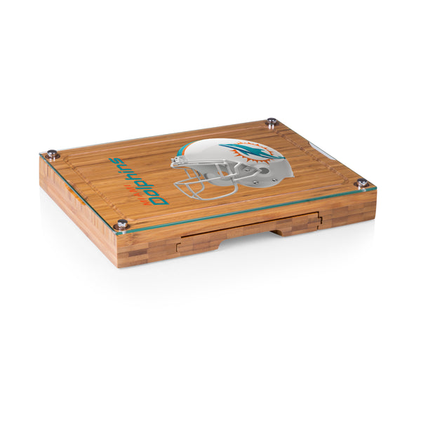 Miami Dolphins - Concerto Glass Top Cheese Cutting Board & Tools Set