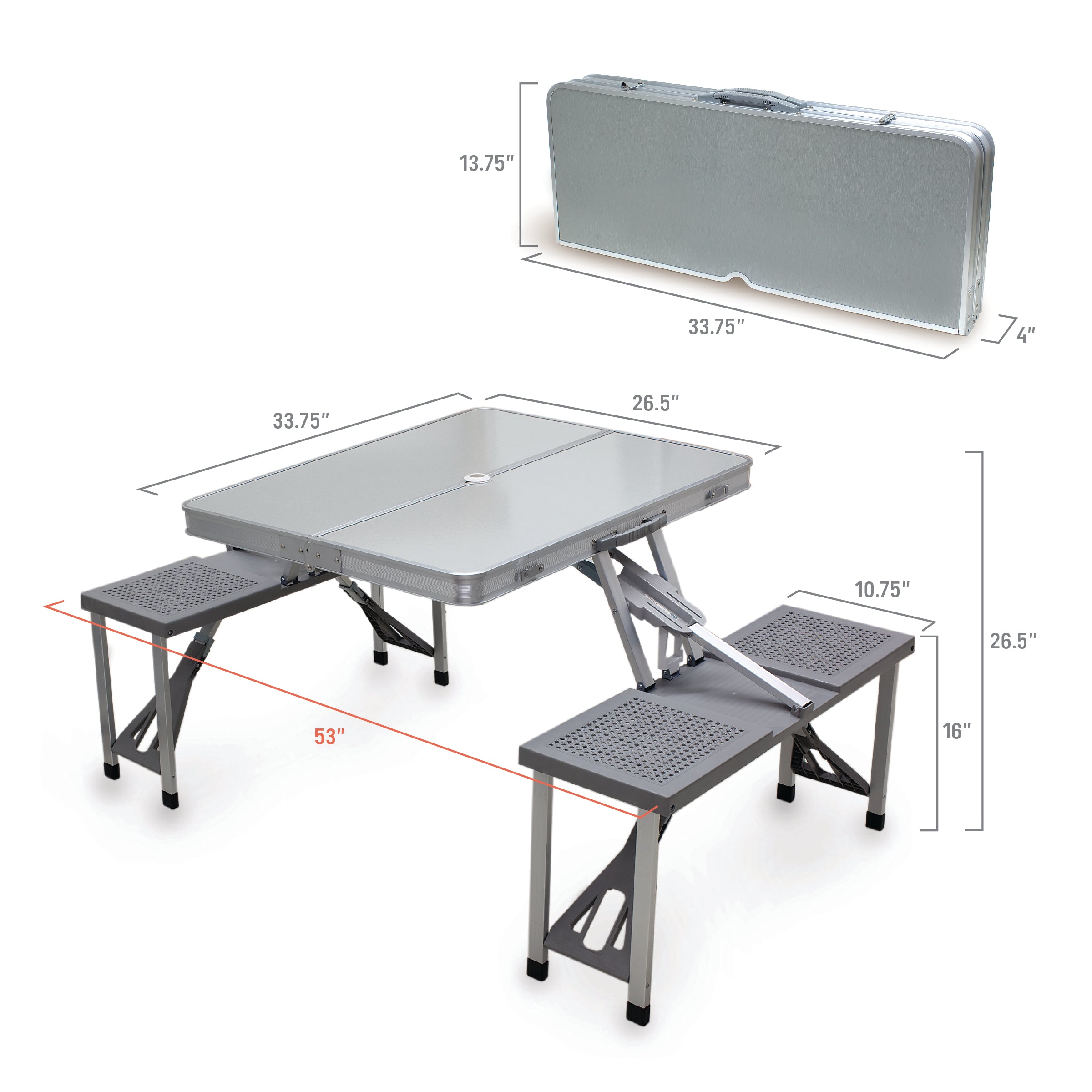 Aluminum Portable Picnic Table with Seats