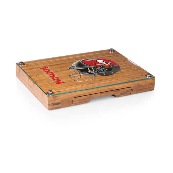 Tampa Bay Buccaneers - Concerto Glass Top Cheese Cutting Board & Tools Set