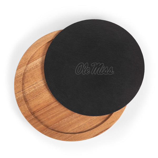 Ole Miss Rebels - Insignia Acacia and Slate Serving Board with Cheese Tools