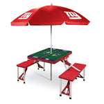 New York Giants - Picnic Table Portable Folding Table with Seats and Umbrella