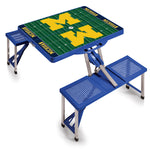 Football Field - Michigan Wolverines - Picnic Table Portable Folding Table with Seats