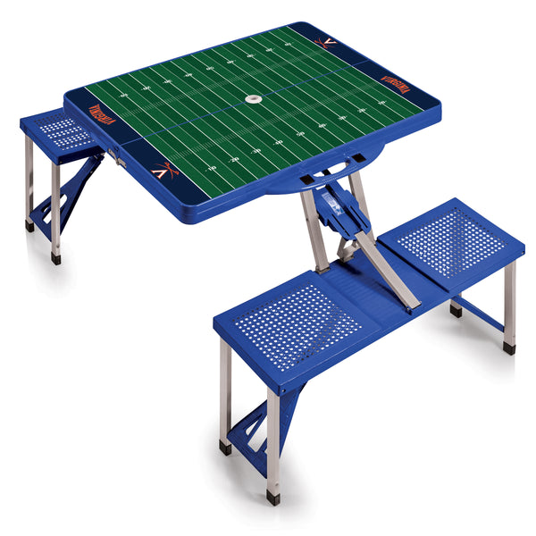 Virginia Cavaliers Football Field - Picnic Table Portable Folding Table with Seats