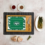 New York Jets Football Field - Icon Glass Top Cutting Board & Knife Set