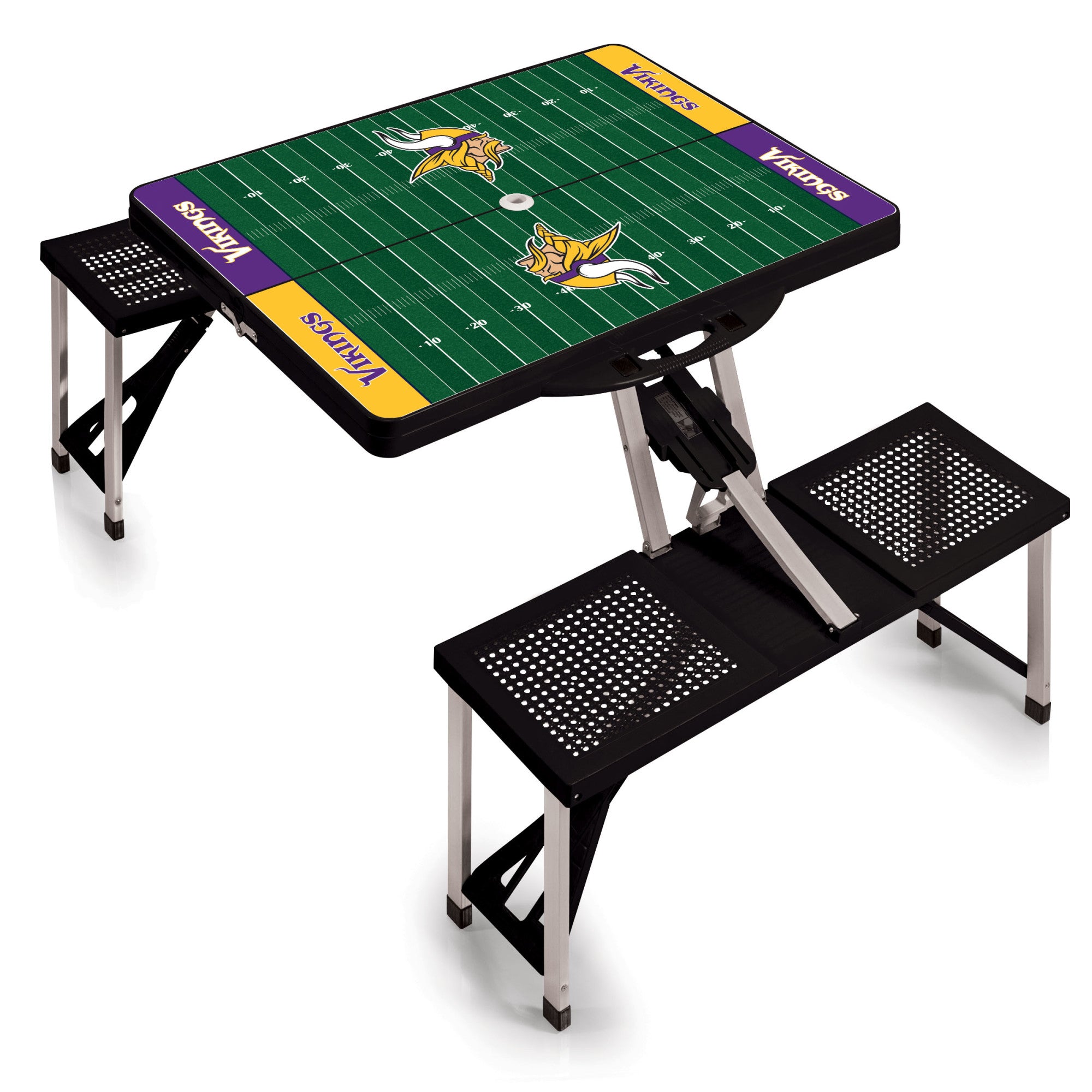 Minnesota Vikings Football Field - Picnic Table Portable Folding Table with Seats