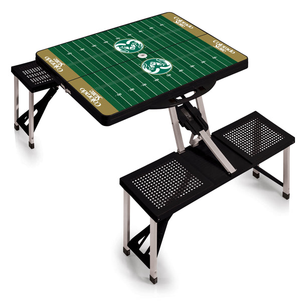 Colorado State Rams Football Field - Picnic Table Portable Folding Table with Seats