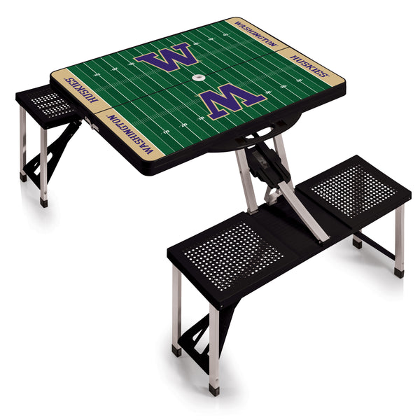 Washington Huskies Football Field - Picnic Table Portable Folding Table with Seats