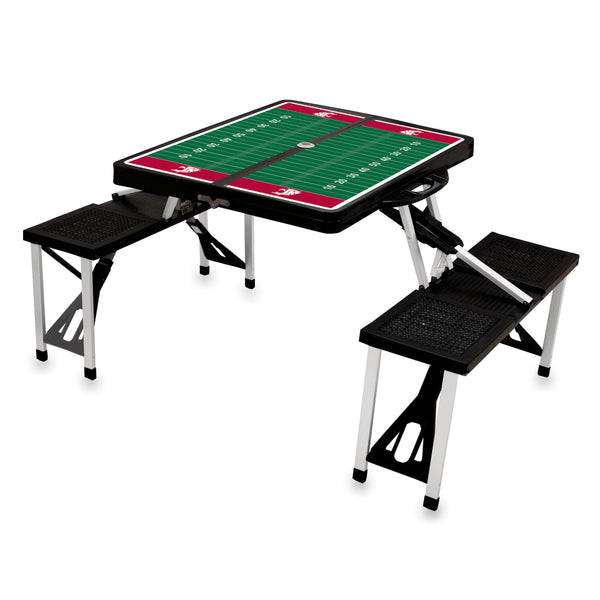 Washington State Cougars Football Field - Picnic Table Portable Folding Table with Seats
