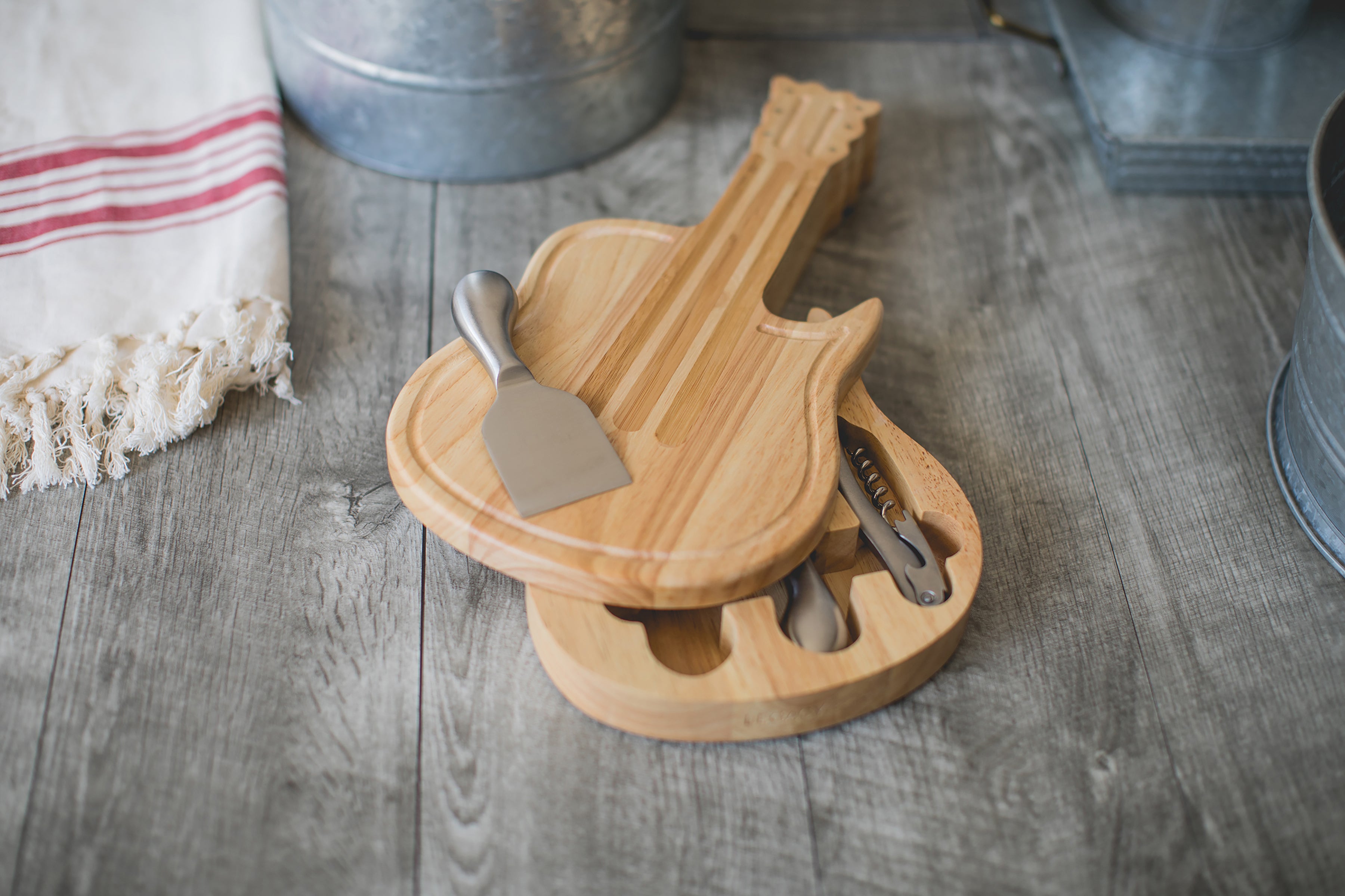 Guitar Cheese Cutting Board & Tools Set