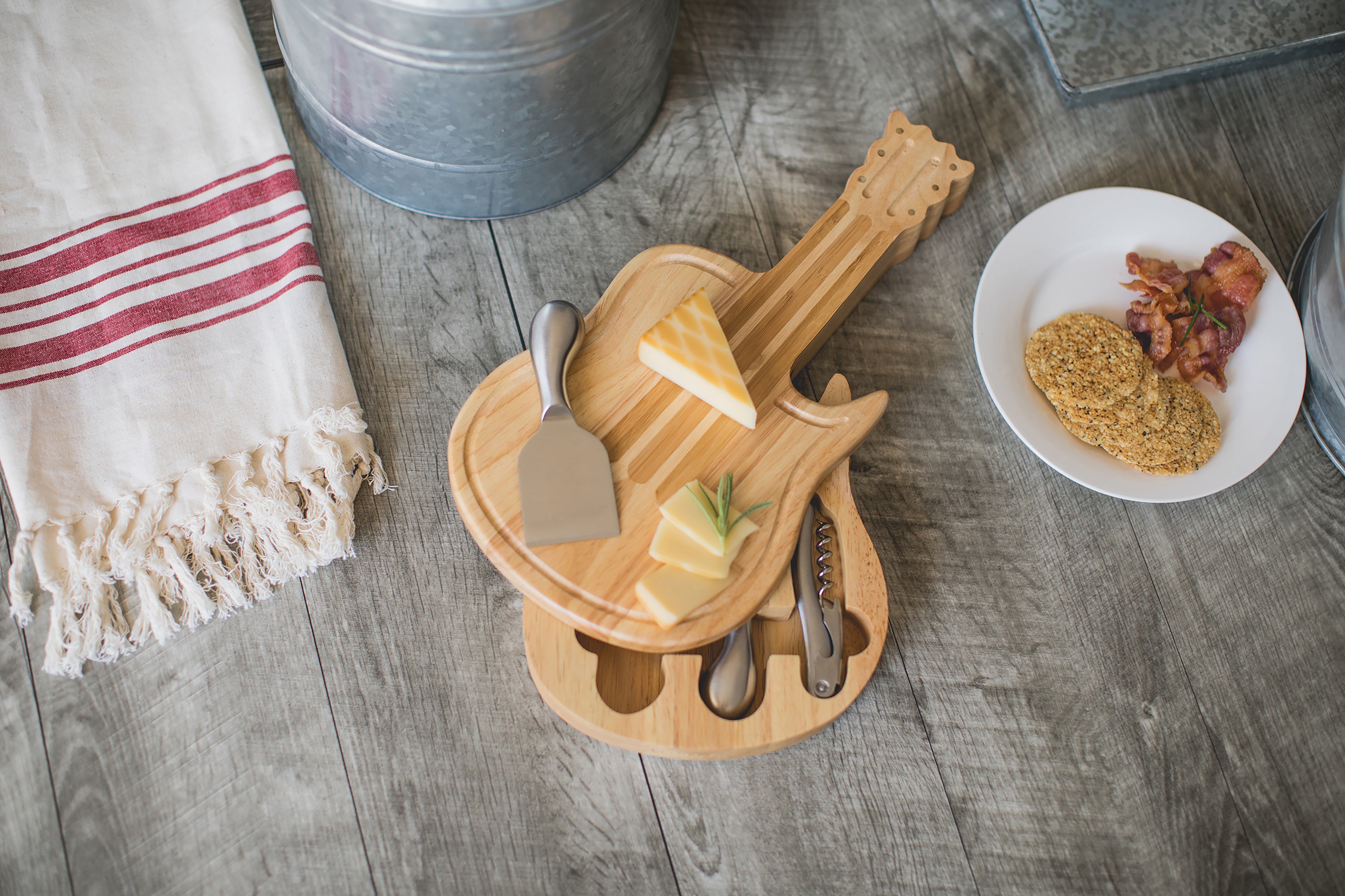 Guitar Cheese Cutting Board & Tools Set