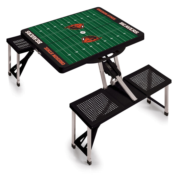Oregon State Beavers Football Field - Picnic Table Portable Folding Table with Seats
