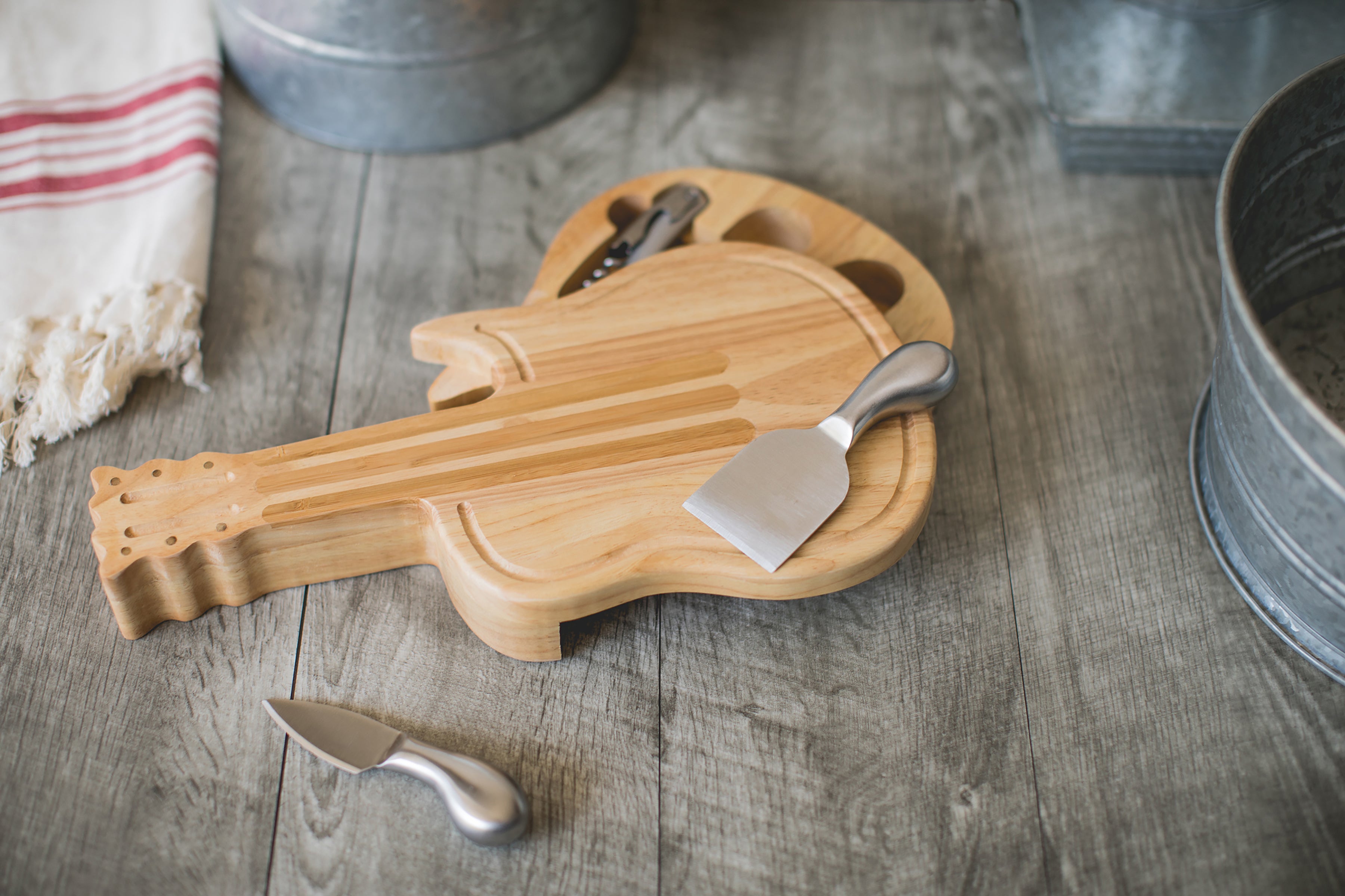 Guitar Cheese Cutting Board & Tools Set