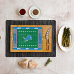 Detroit Lions Football Field - Icon Glass Top Cutting Board & Knife Set