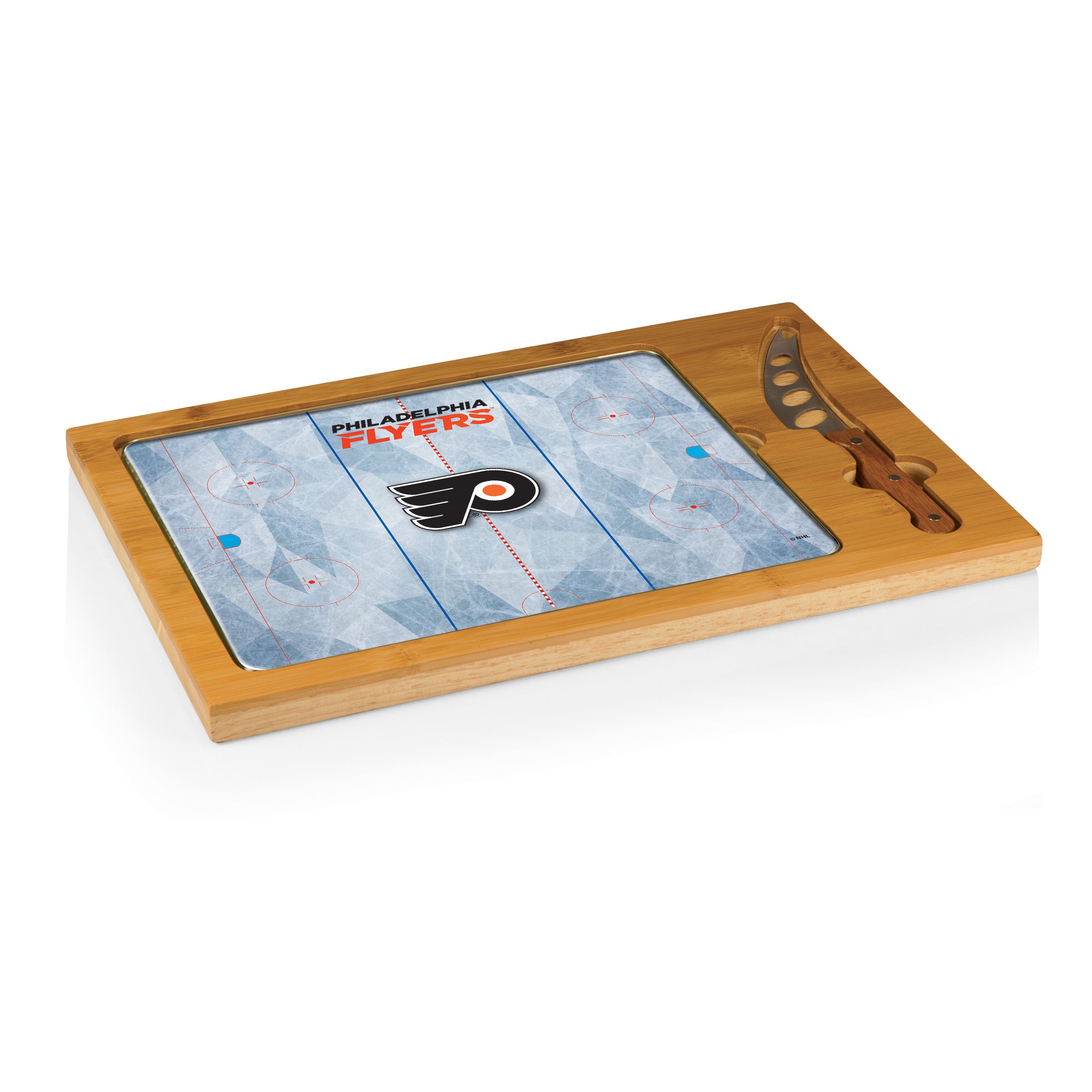 Philadelphia Flyers Hockey Rink - Icon Glass Top Cutting Board & Knife Set