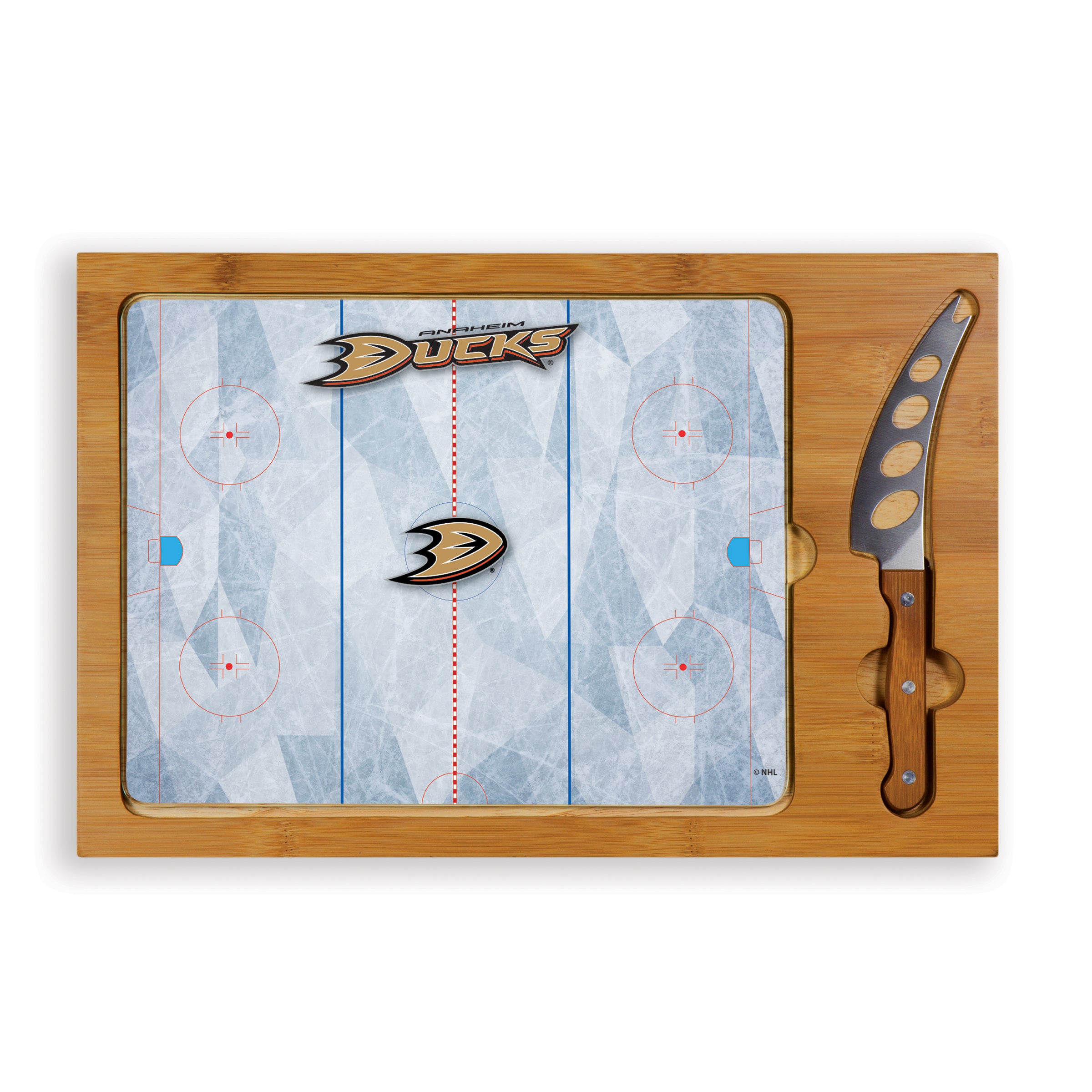 Hockey Rink - Anaheim Ducks - Icon Glass Top Cutting Board & Knife Set