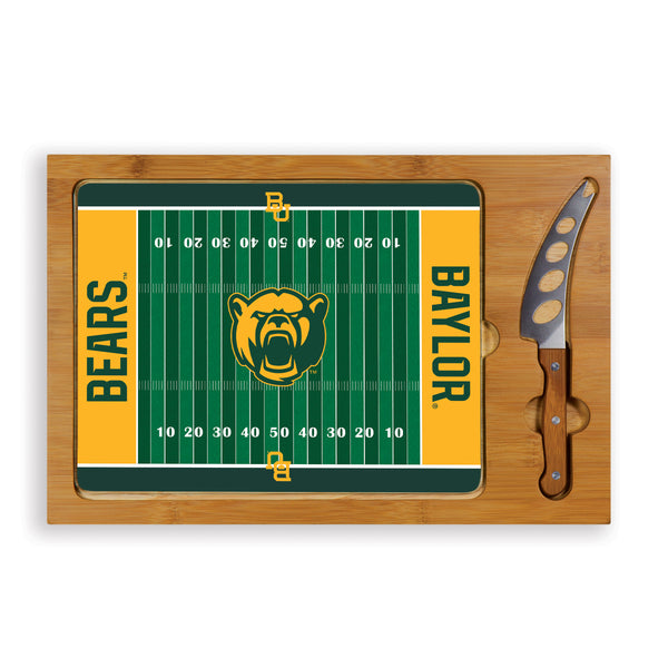 Baylor Bears Football Field - Icon Glass Top Cutting Board & Knife Set