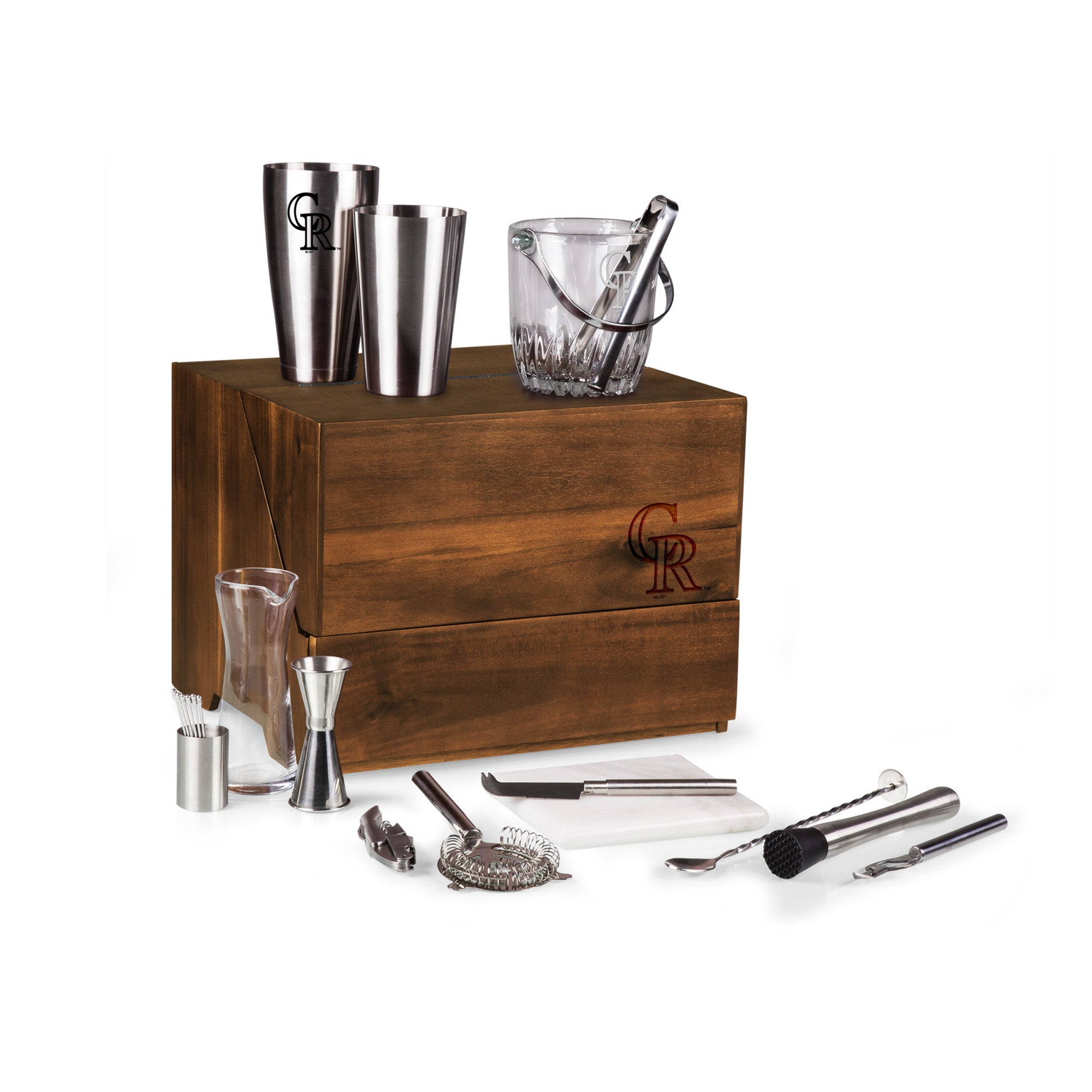 Colorado Rockies - Madison Acacia Tabletop Bar Set