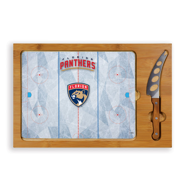 Florida Panthers Hockey Rink - Icon Glass Top Cutting Board & Knife Set