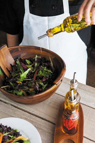 Picnic Time Fabio Viviani Mescolare Salad Bowl - Acacia Wood With Built-In Serving Tools - View #5
