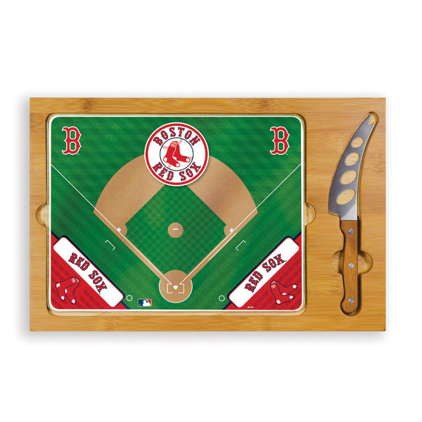 Boston Red Sox Baseball Diamond - Icon Glass Top Cutting Board & Knife Set