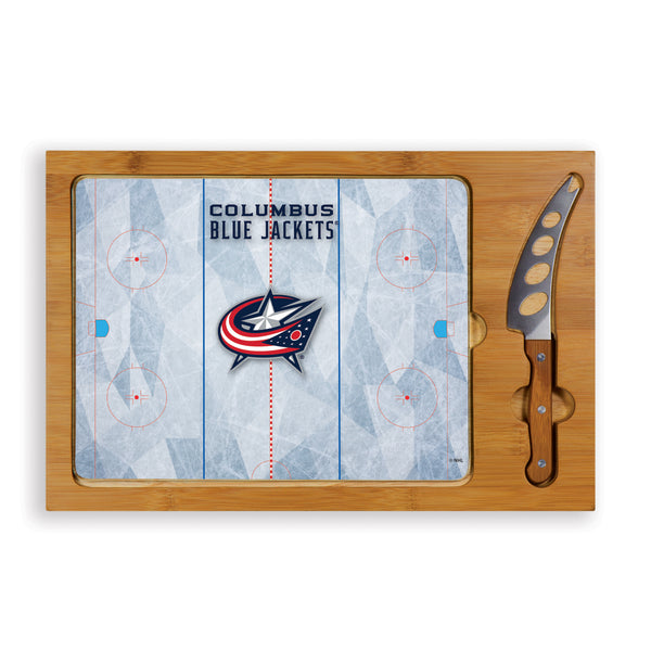 Hockey Rink - Columbus Blue Jackets - Icon Glass Top Cutting Board & Knife Set