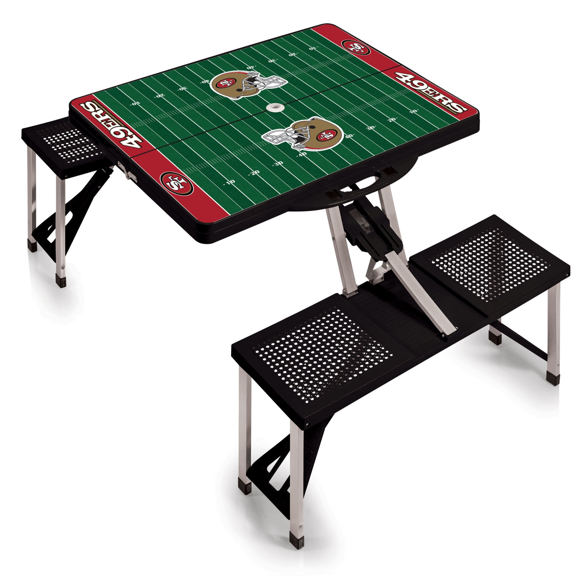 San Francisco 49ers - Picnic Table Portable Folding Table with Seats and Umbrella