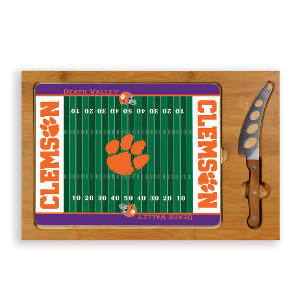 Clemson Tigers Football Field - Icon Glass Top Cutting Board & Knife Set