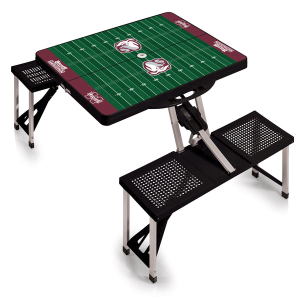 Mississippi State Bulldogs Football Field - Picnic Table Portable Folding Table with Seats
