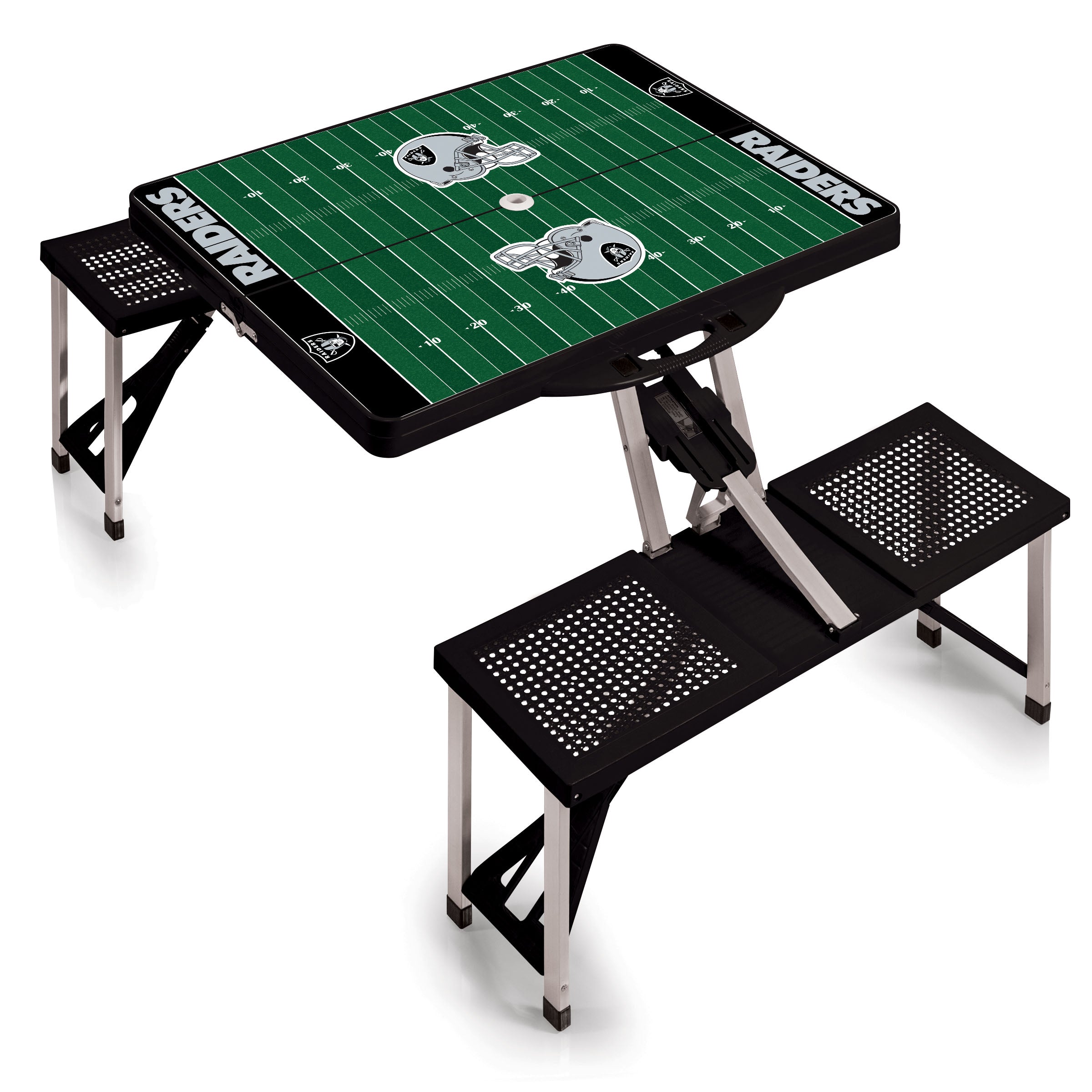 Las Vegas Raiders - Picnic Table Portable Folding Table with Seats and Umbrella