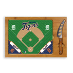 Detroit Tigers Baseball Diamond - Icon Glass Top Cutting Board & Knife Set