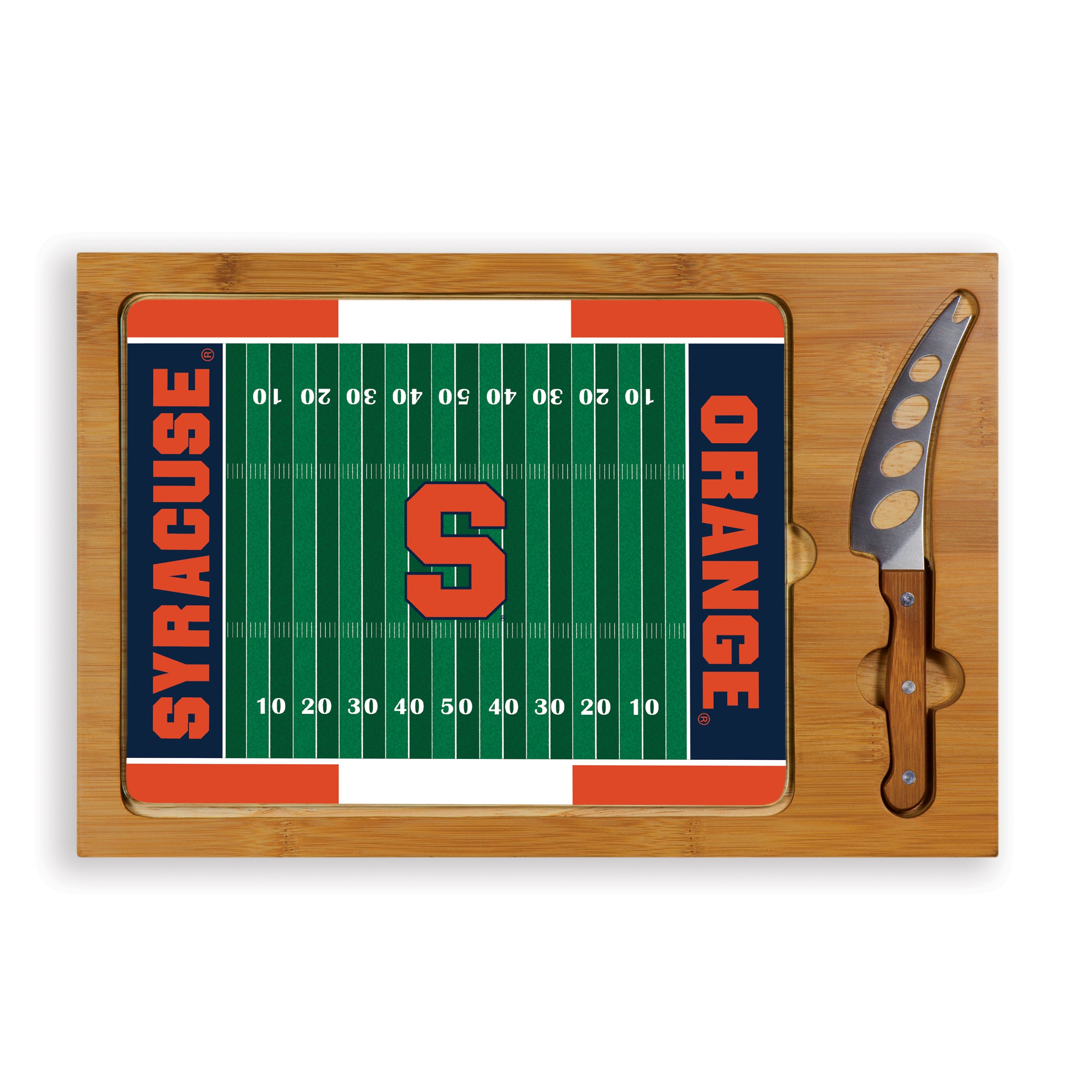 Syracuse Orange Football Field - Icon Glass Top Cutting Board & Knife Set